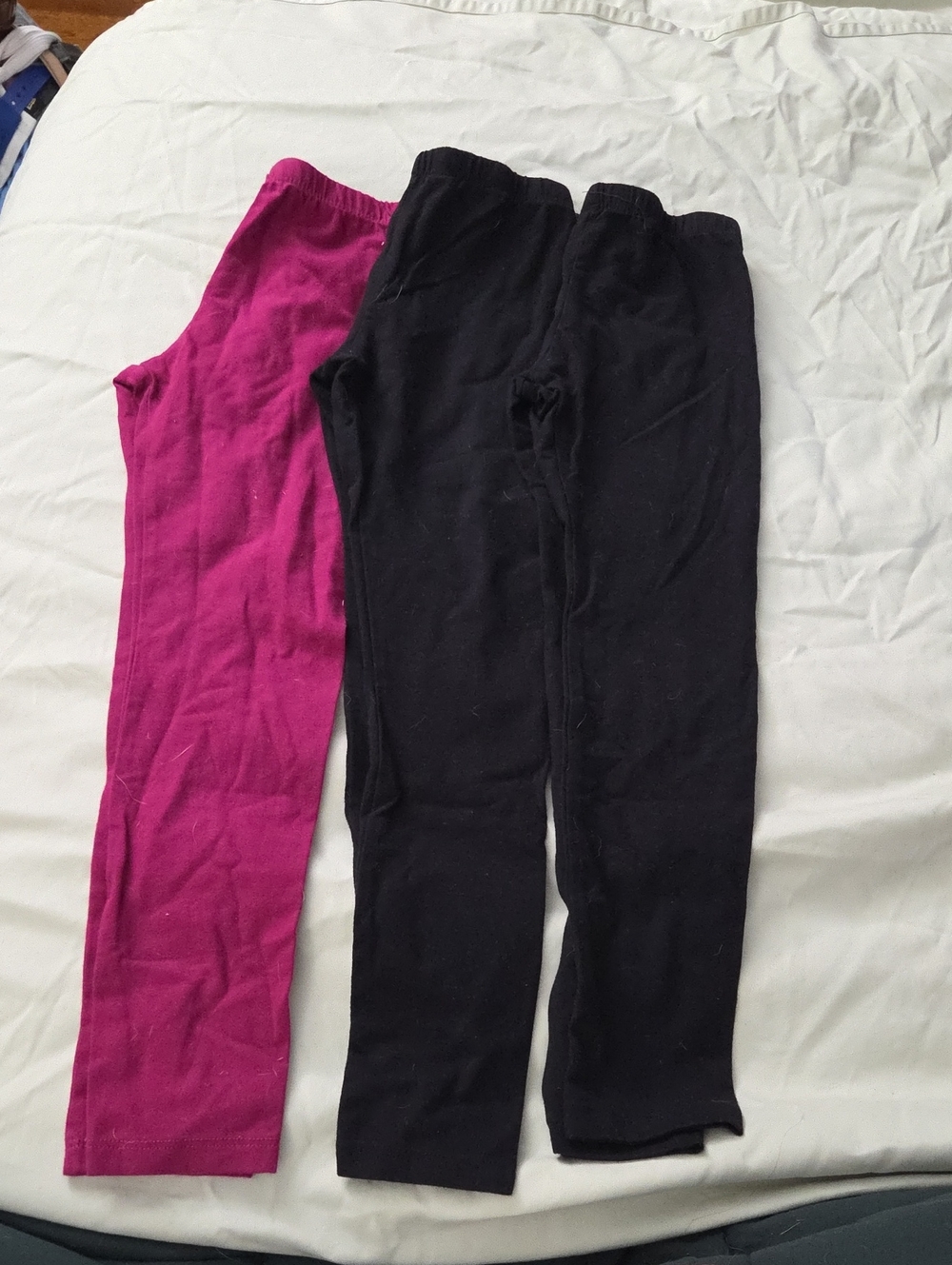 Children's Place Girls' Cotton Leggings Set - Black and Magenta - Size 7/8
